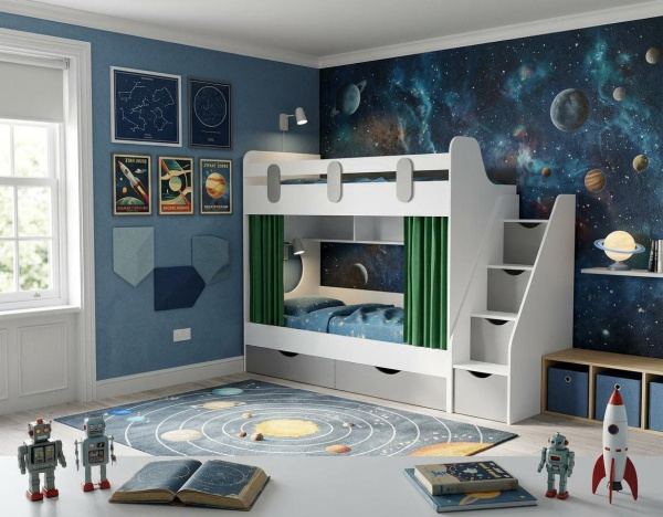 Двухъярусная кровать Фортуна (серебро + белый) 180х80