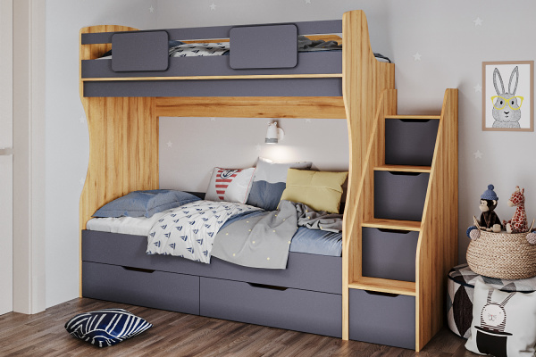 Двухъярусная кровать МИА (цвет белый) 180х80 от Династия Kids