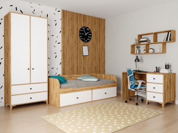 Полка настенная Юниор (дуб золотистый) от Династия Kids