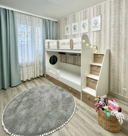 Кровать Фортуна-3 (корпус белый + фасады дуб сонома) 190*80 от Династия Kids