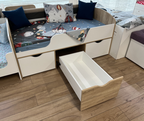 Кровать Малыш 160х80  (дуб сонома + белый) от Династия Kids