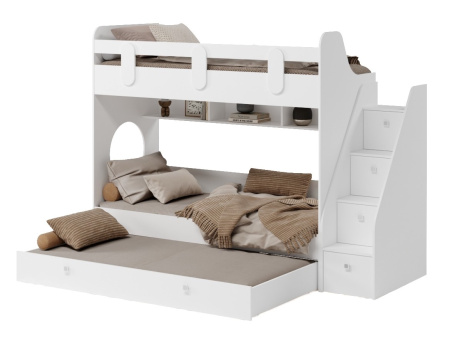 Кровать Фортуна-3 (корпус дуб сонома + фасады белые) 190х80 от Династия Kids