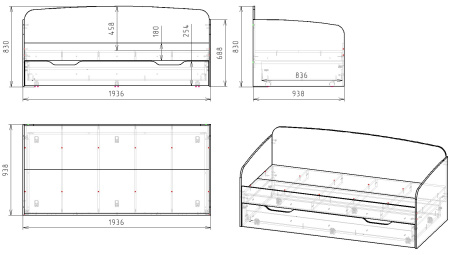 Кровать-чердак Лайт Лофт + кровать Двушка 190х90 от Династия Kids