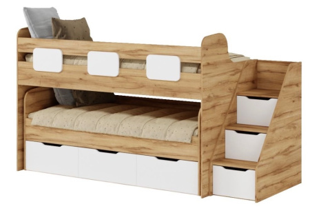 Кровать 2-х ярусная Городок (цвет белый) 190х90 + 180х80 от Династия Kids