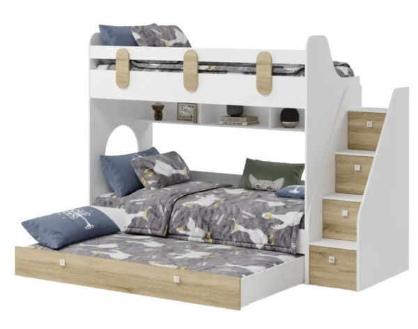 Кровать Фортуна-3 (корпус белый + фасады дуб сонома) 190*80 от Династия Kids
