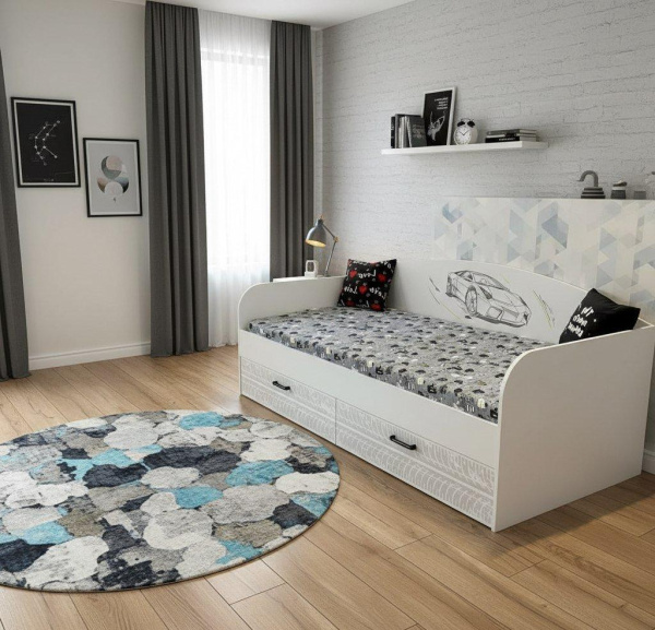 Стеллаж-перегородка + кровать коллекции Престиж от Династия Kids