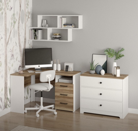 Комплект мебели: стол угловой Твой Стиль + полка Юниор + комод Норд от Династия Kids