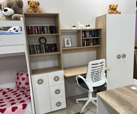 Уголок школьника Д-5 коллекции Юниор (дуб сонома + белый) от Династия Kids