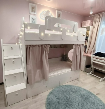 Кровать двухъярусная Фортуна-2 (дуб сонома + белый) 180х80 от Династия Kids