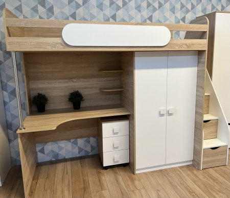 Кровать-чердак Колледж-2 (цвет белый) 200х90  от Династия Kids