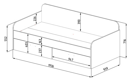 Кровать 190х90 Модница-6 New от Династия Kids