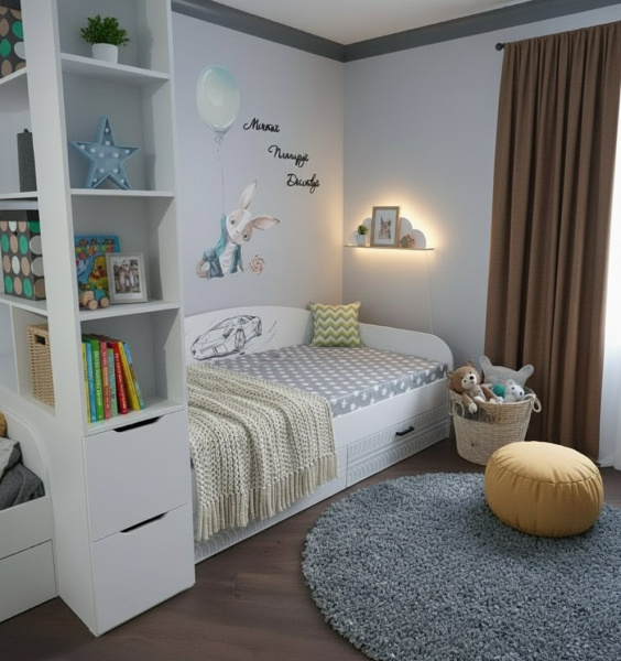 Стеллаж-перегородка + кровать коллекции Престиж