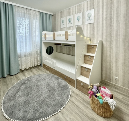 Кровать двухъярусная Фортуна-2 (дуб сонома + белый) 180х80 от Династия Kids