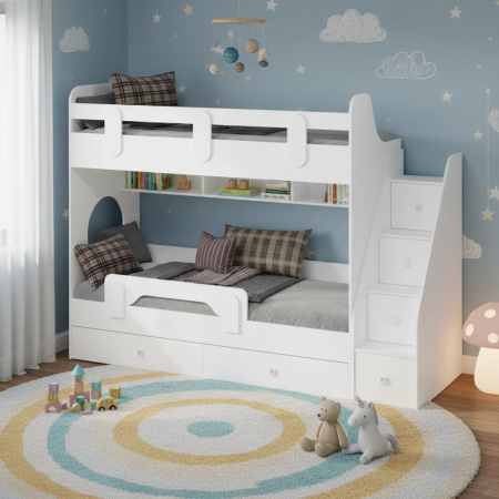 Кровать двухъярусная 180х80 Фортуна-2 (дуб сонома + белый)  от Династия Kids