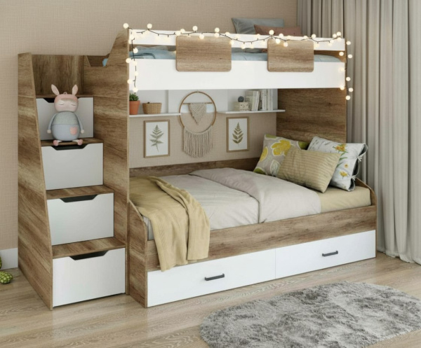 Комплект мебели: кровать-чердак Лайт Лофт + кровать Твой Стиль 120х200