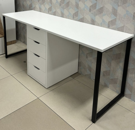 Стол Дуэт 1800 мм (белый + опоры черные). Столешница 22 мм от Династия Kids