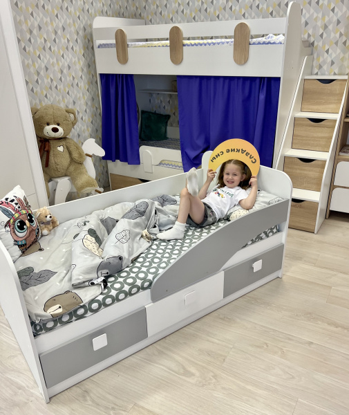 Кровать 160х80 Умка-5 (серебро+белый)  от Династия Kids