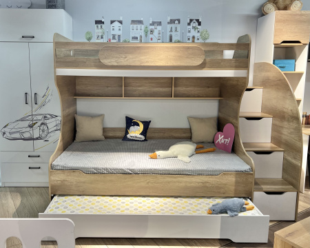 Кровать БИГ с доп.спальным местом (цвет белый) 120х200 от Династия Kids