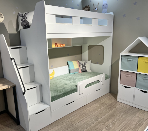 Кровать двухъярусная Твинс 190х90 (серебро + белый) от Династия Kids