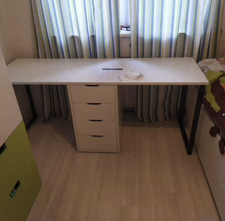 Стол Дуэт 2400 мм (белый + опоры черные). Столешница 22 мм от Династия Kids