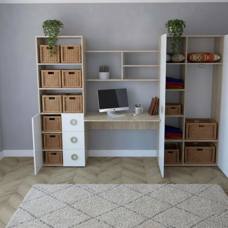 Уголок школьника Д-5 коллекции Юниор (дуб сонома + белый) от Династия Kids