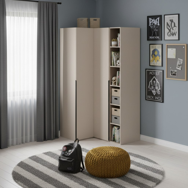 Угловой шкаф + пенал + стеллаж переходной коллекции Брайт Велюр