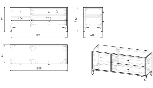 Тумба-комод Вест-3 (ширина 1200 мм) от Династия Kids