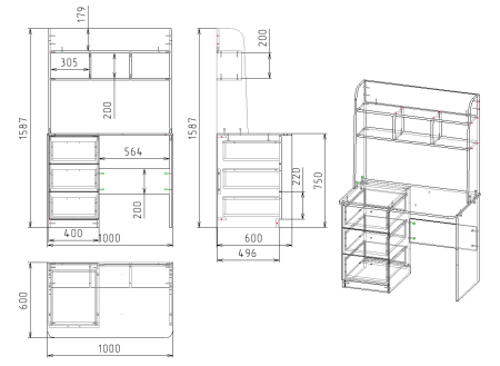 Стол письменный КСТ-12 (вяз швейцарский) от Династия Kids