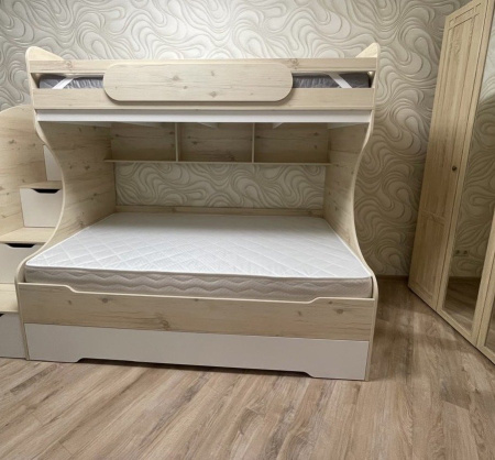 Кровать БИГ 120х200 (гаскон пайн + белый) от Династия Kids